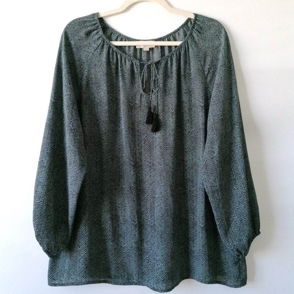 LOFT Blue Blouse with Relaxed Sleeves